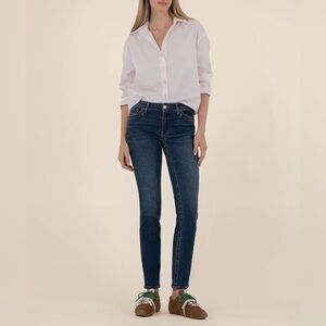 Kut From The Kloth Stevie Mid-Rise Dark Blue Women's Straight Leg Jeans- Size 4